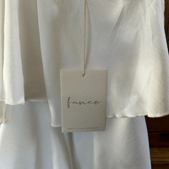 NWT Fanco‎ Shop Small White Ruffled Layered Dress Y Neck Strappy Tank Top - Picture 8 of 14